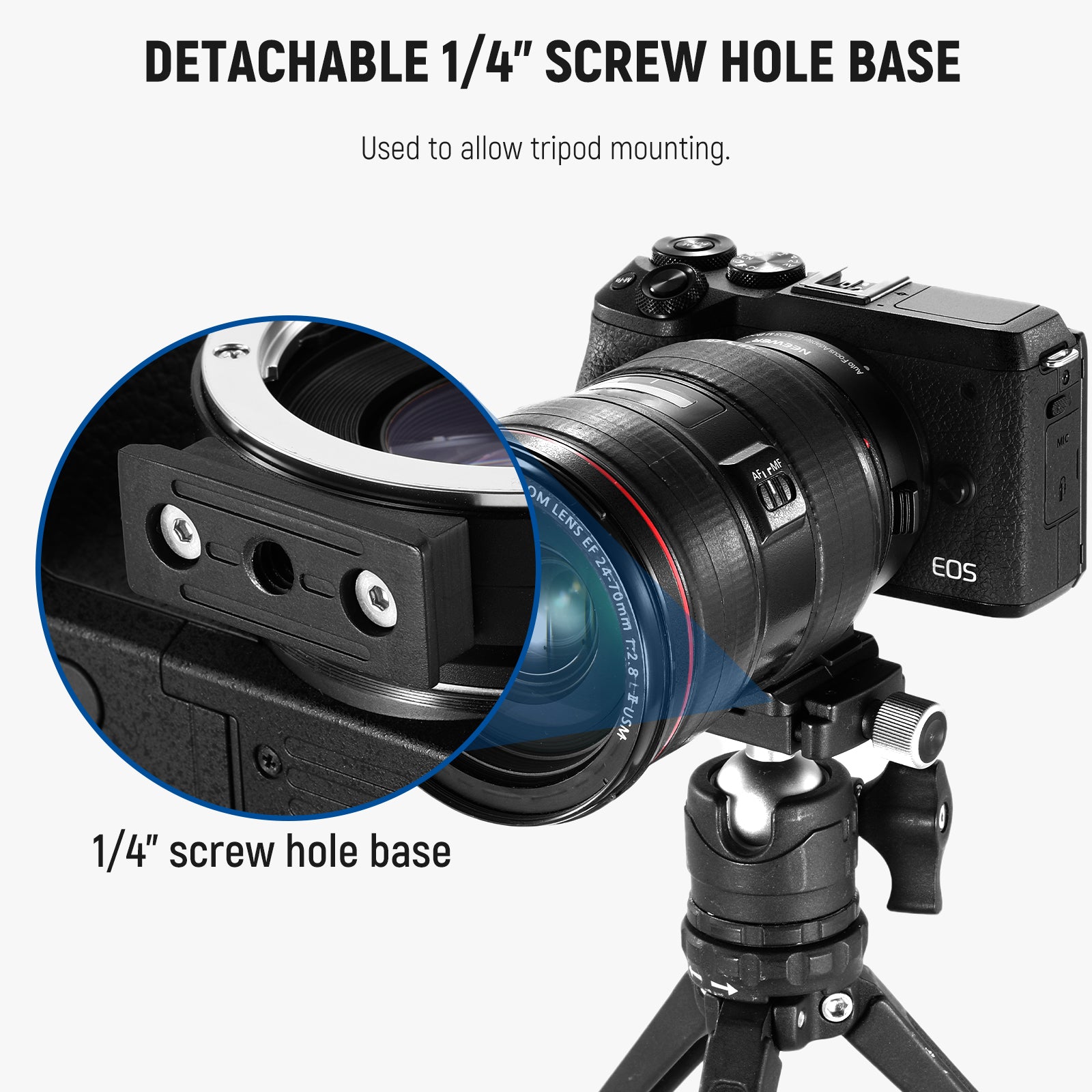 NEEWER EOS EF-M Lens Adapter for Canon EF to EOS M Mount - Compatible with Canon EOS M3/M5/M6/M10/M50/M100 Cameras - Perfect for Photography & Videography