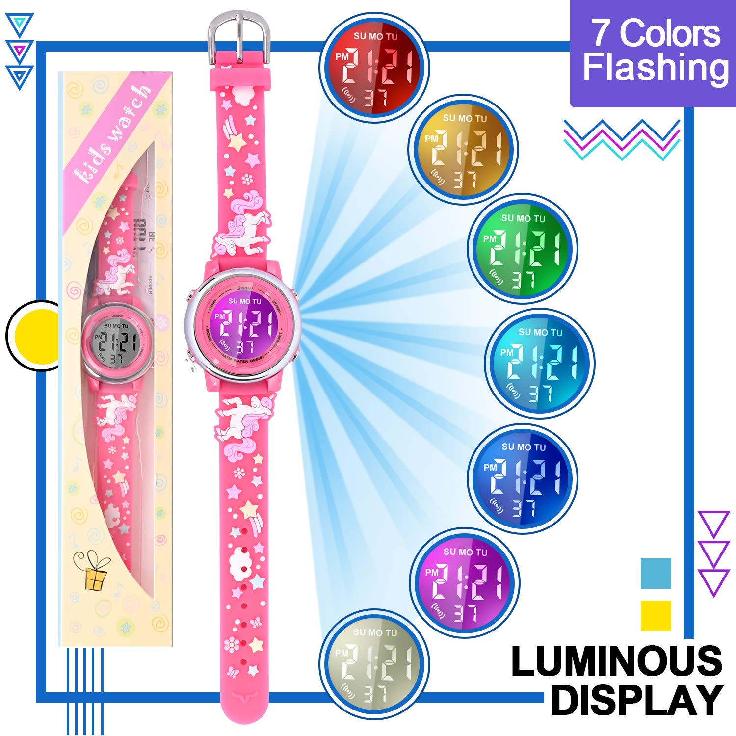Waterproof Digital Watch for Girls Age 3-10 with Alarm - Best Birthday & Christmas Gift for Little Girls - Perfect for School, Swimming & Outdoor Activities