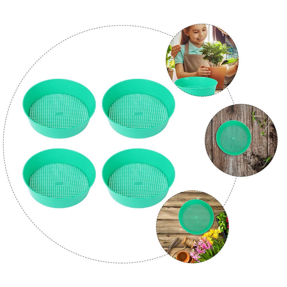 Hemoton 4-Piece Plastic Soil Sieve Set - Durable Garden Sifting Pans for Soil, Compost & Mulch | Multi-Functional Gardening Classifier & Sifter Tool for Planting, Landscaping & Potting Mixes