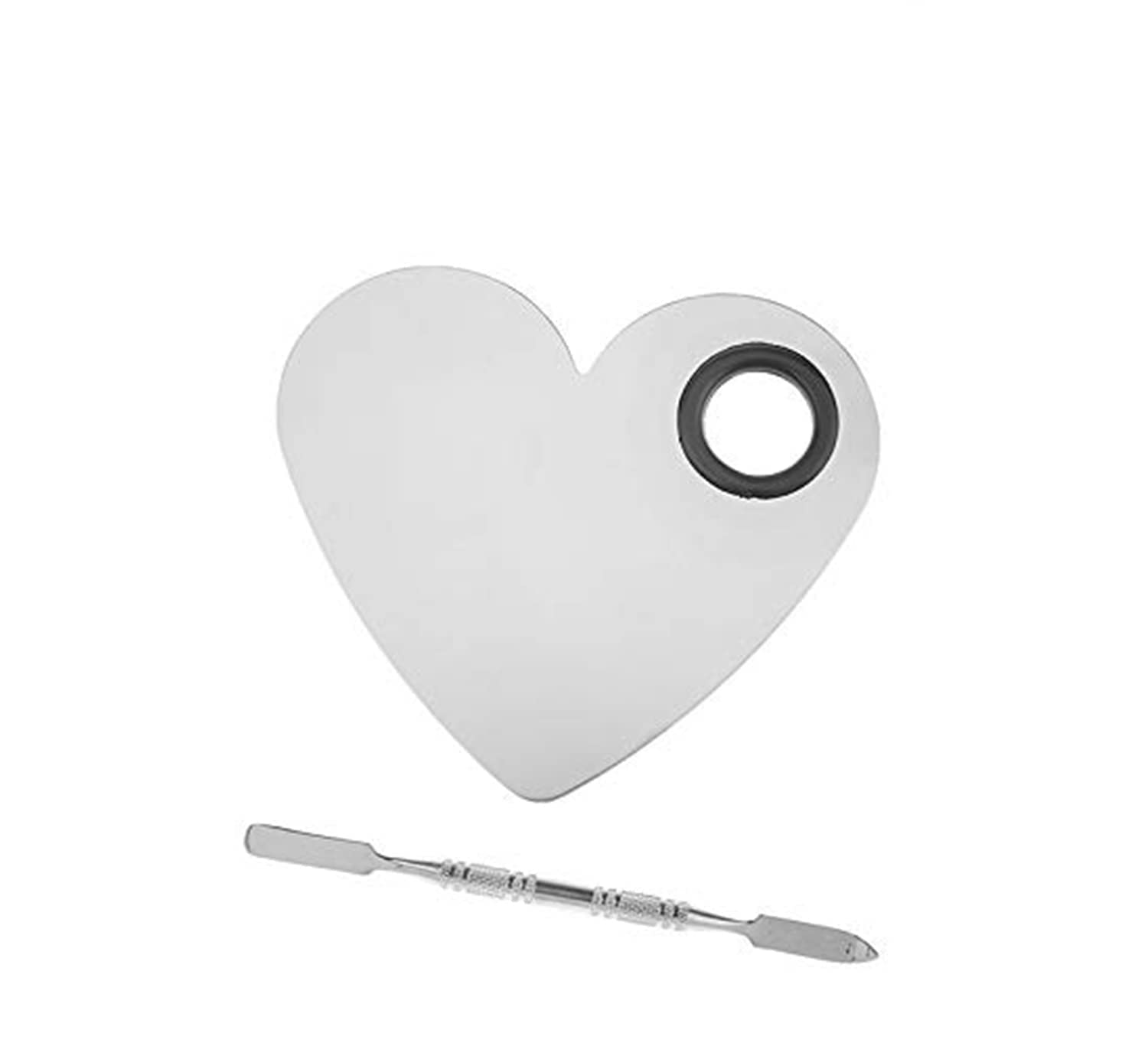 Heart-Shaped Makeup Palette Spatula - Stainless Steel Cosmetic Blending Tool for Foundation & Concealer | Professional Makeup Artist Kit | Perfect for Salon, Home Makeup & Travel Beauty Essentials