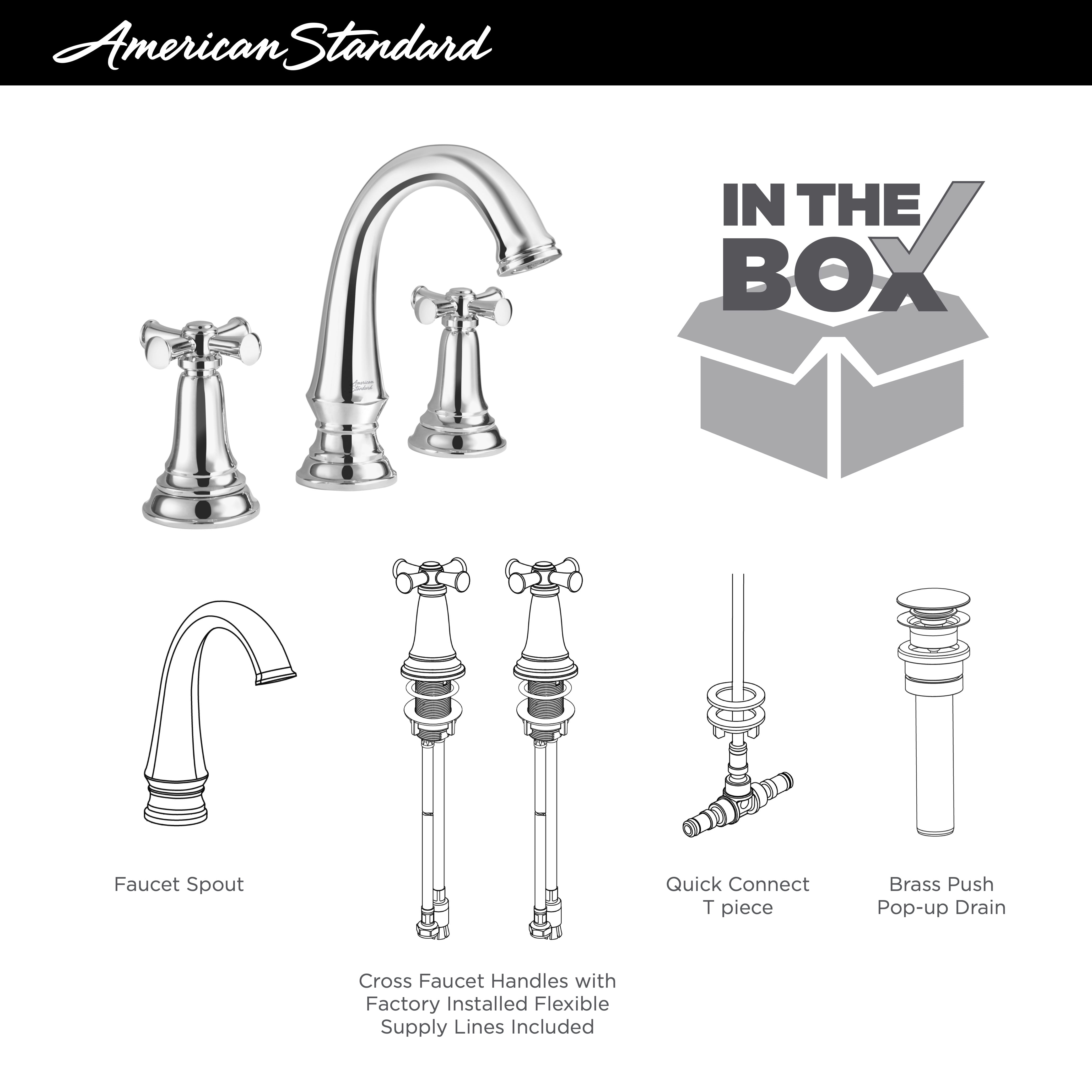 American Standard Delancey 8 Inch Widespread 2-Handle Bathroom Faucet - 1.2 GPM/4.5 LPM Low Flow - Cross Handles - Perfect for Modern Bathroom Vanities and Powder Rooms