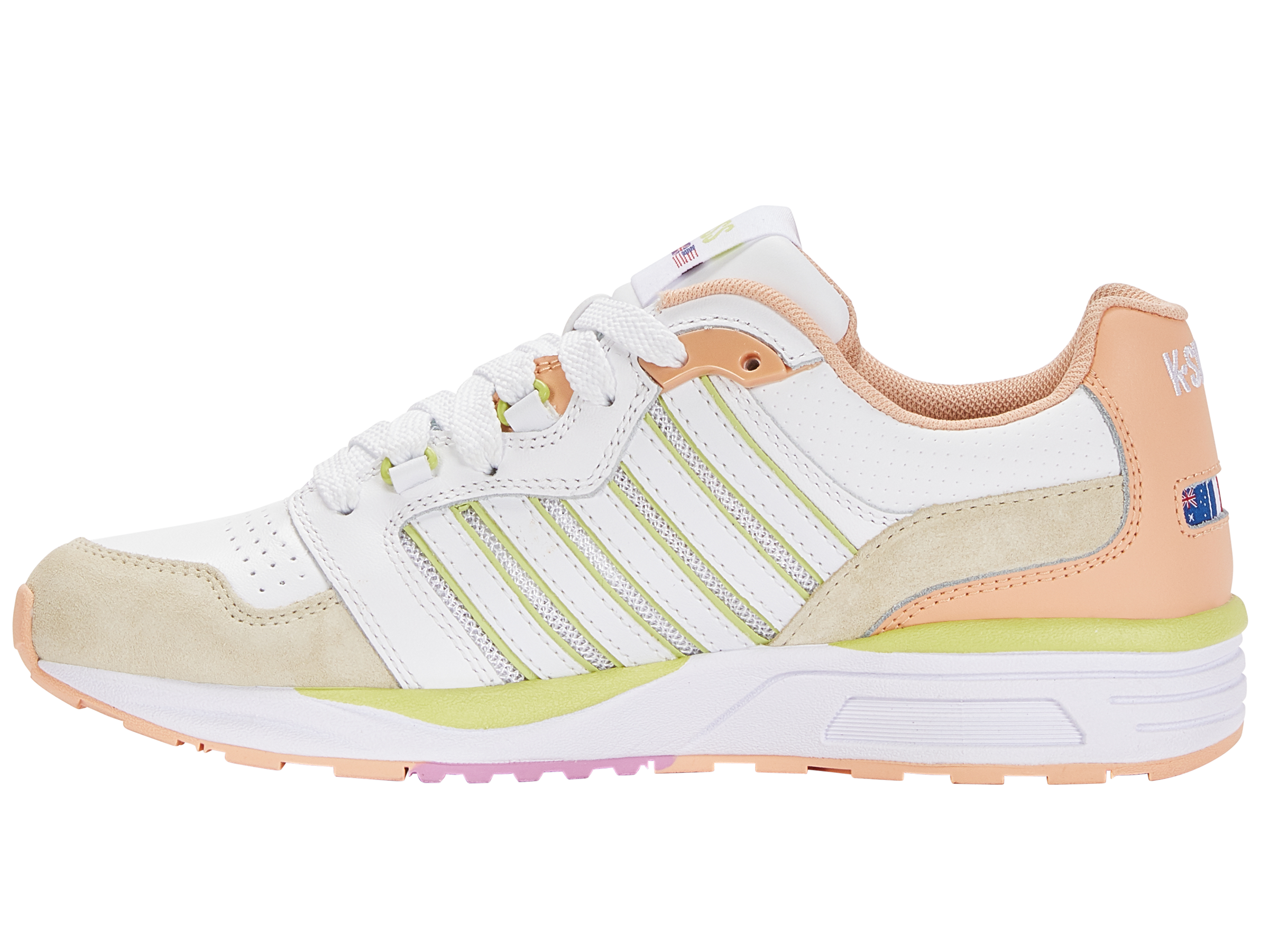 SI 18 RANNELL Women's Running Shoes - White/Almost Apricot/Daiquiri Green | Lightweight & Breathable for Jogging, Gym Workouts & Daily Wear | Size 185 M (US 7.5)