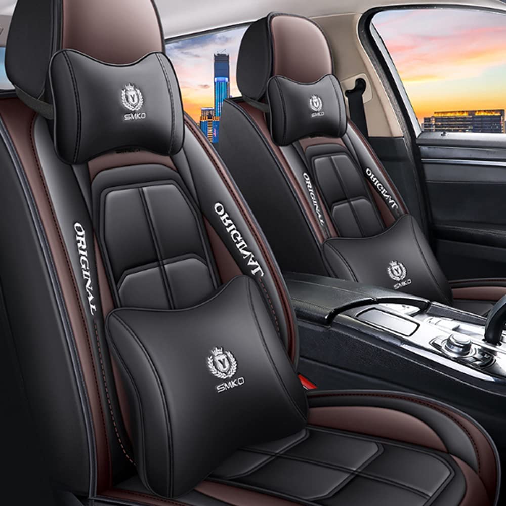Premium Leather Car Seat Covers for Mercedes-Benz E-Class (E200 E250 E290 E350) 2004-2015 Models - 5-Seat Full Set with Pillow Cushions - Waterproof Luxury Seat Protectors (MH82 Coffee Brown) - Perfect for Daily Commuting & Long Road Trips