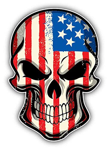 USA Flag Skull Vinyl Decal Sticker - Patriotic American Car Bumper Sticker 5 Inch - Waterproof, Durable for Cars, Trucks, Laptops & Windows - Perfect for 4th of July, Veterans Day & Patriotic Events