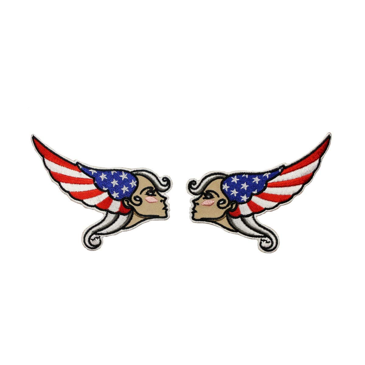 Illicit Mickey Martin USA Angel Iron-On Embroidered Patch - DIY Applique for Jackets, Bags & Crafts | Perfect for Biker Jackets, Denim Vests & Motorcycle Gear | Halloween Costumes, Cosplay & Streetwear Accessories | Custom Patches for Festival Outfits, Rock Concerts & Personalized Gifts | Enhance Your Style for Parties, Everyday Fashion & DIY Projects