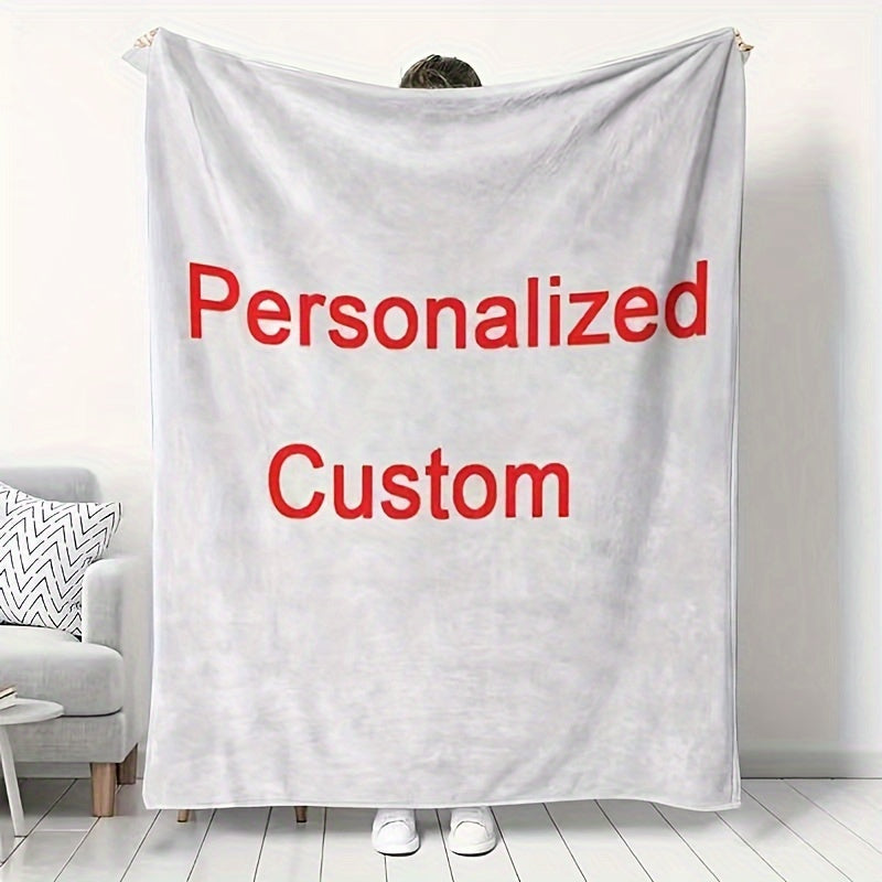 1pc Custom Digital Flannel Fleece Blanket - Personalized Design, Ultra Lightweight & Super Soft - Warm Cozy Gift for Valentine's Day, Christmas, Anniversary - Perfect for Bed, Sofa, Camping & Travel Year-Round Comfort