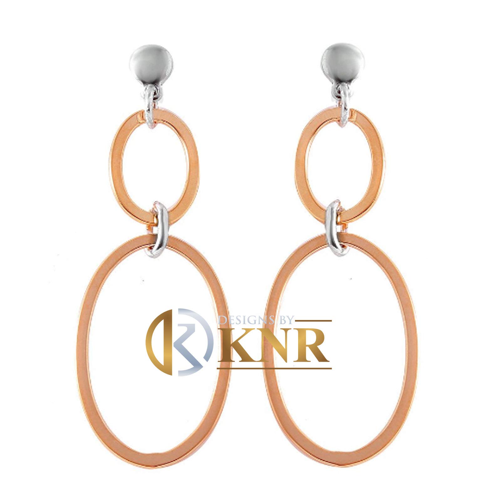 925 Sterling Silver Rose Gold Plated Double Oval Earrings for Women - Elegant Gift for Birthday, Anniversary, Valentine's Day | Perfect for Date Night, Wedding, Party & Special Occasions