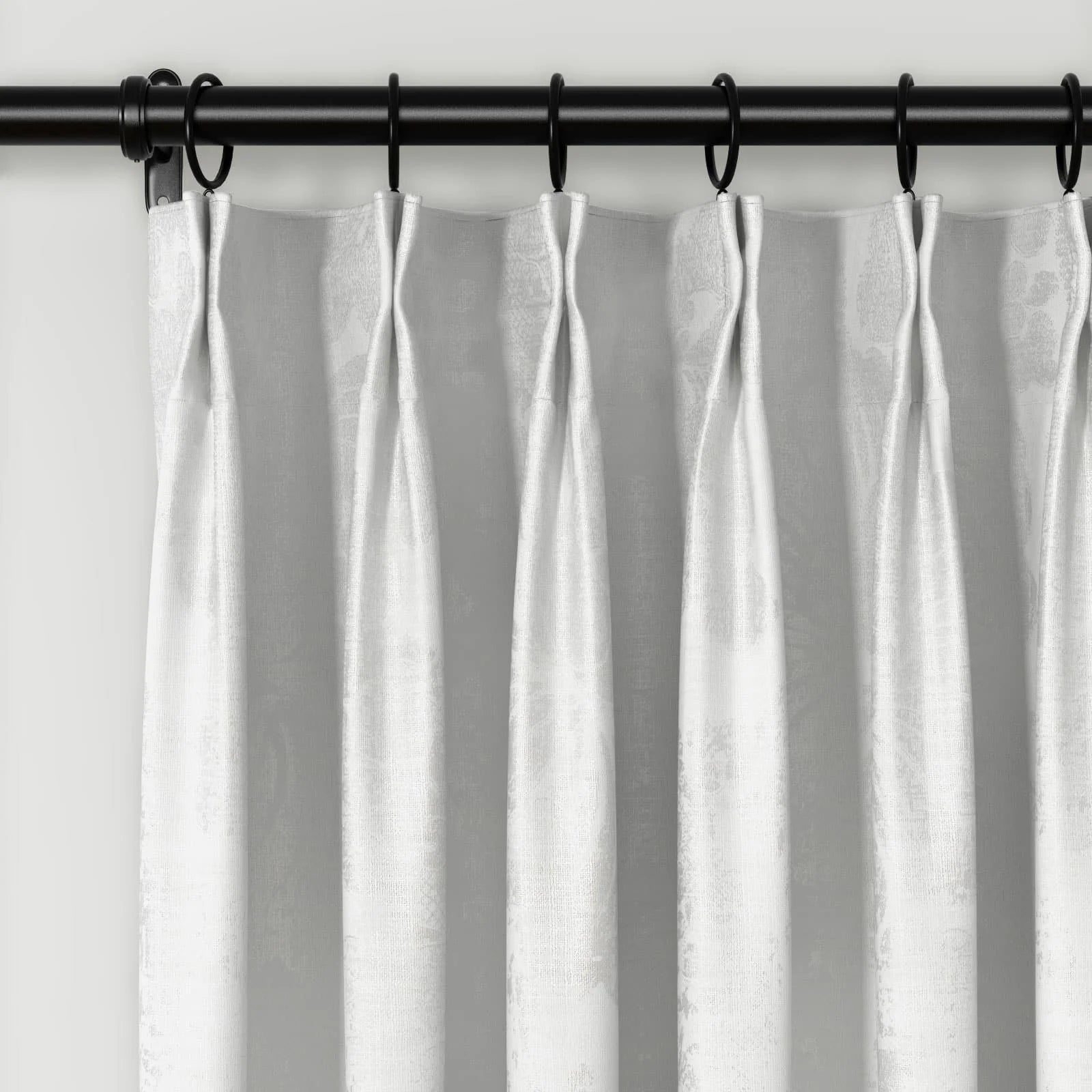 Lydia Plants Jacquard Curtain Pleated - Elegant Floral Print Blackout Drapes for Living Room, Bedroom & Nursery - Home Decor Window Treatments for Privacy & Light Control