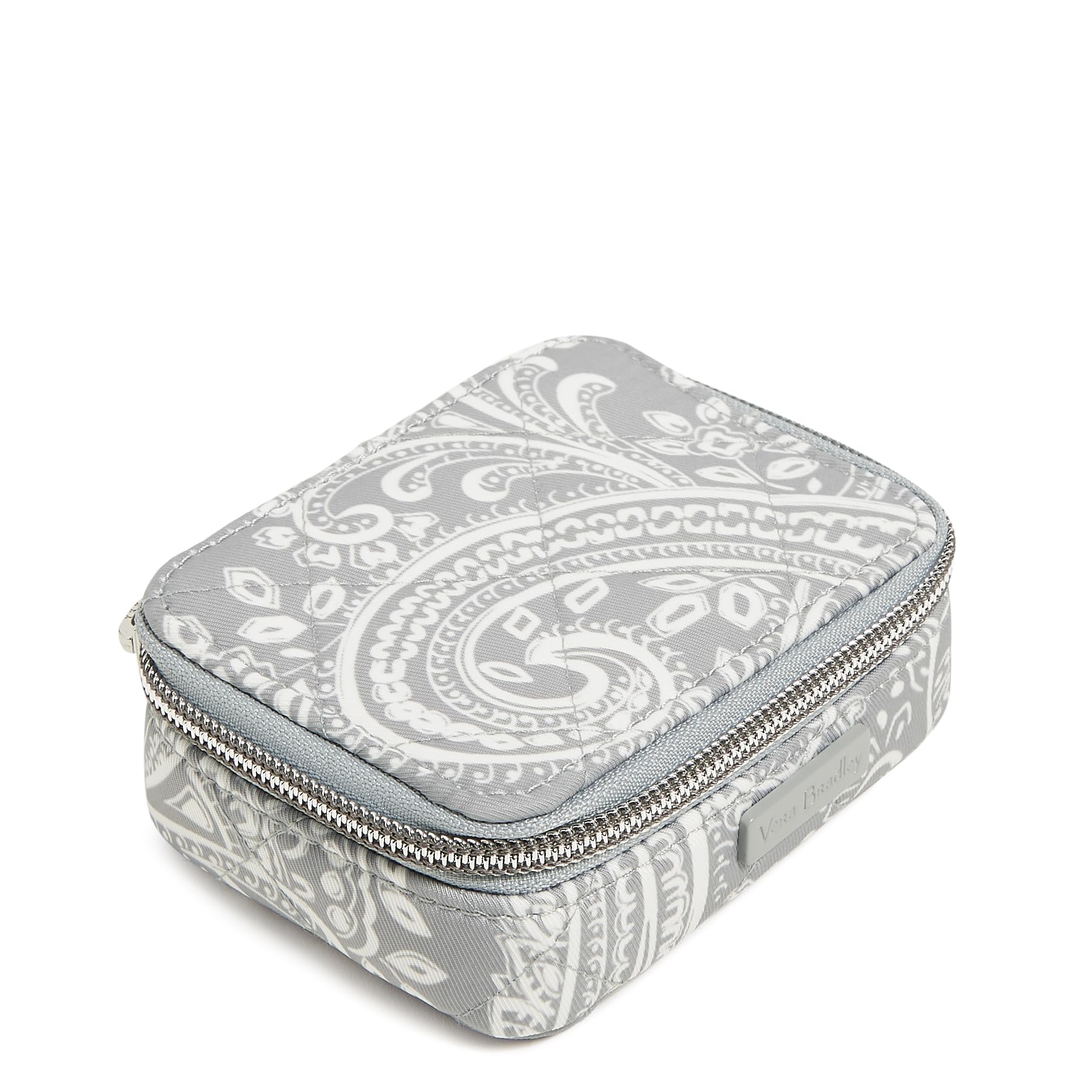 Vera Bradley Women's Performance Twill Travel Pill Organizer - Cloud Gray Paisley | Compact Medication Case for Daily Use, Travel & On-the-Go | Perfect for Vitamins, Supplements & Prescriptions