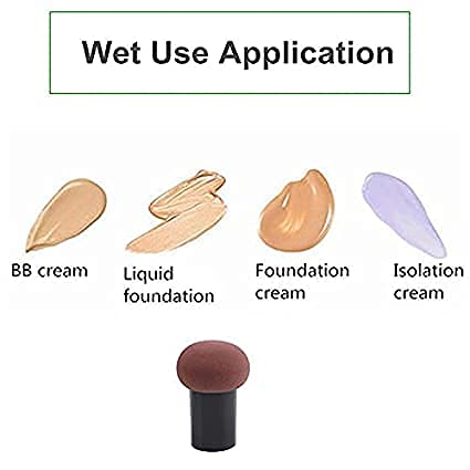 MH Collection Foundation Powder Puff - Premium Cosmetic Sponges & Mushroom Makeup Brushes - Blender Sponge Face Brush with Handle Case for Liquid, Cream, Powder (Brown) - Perfect for Professional Makeup Application & On-The-Go Touch Ups