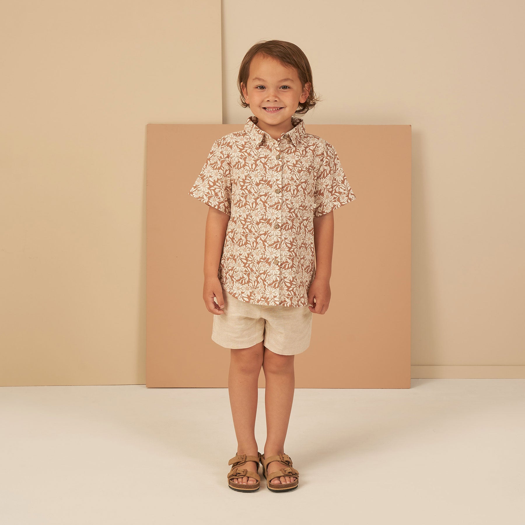 Stylish Collared Short Sleeve Shirt with Plumeria Print - Perfect for Summer Outfits & Casual Wear - Final Sale