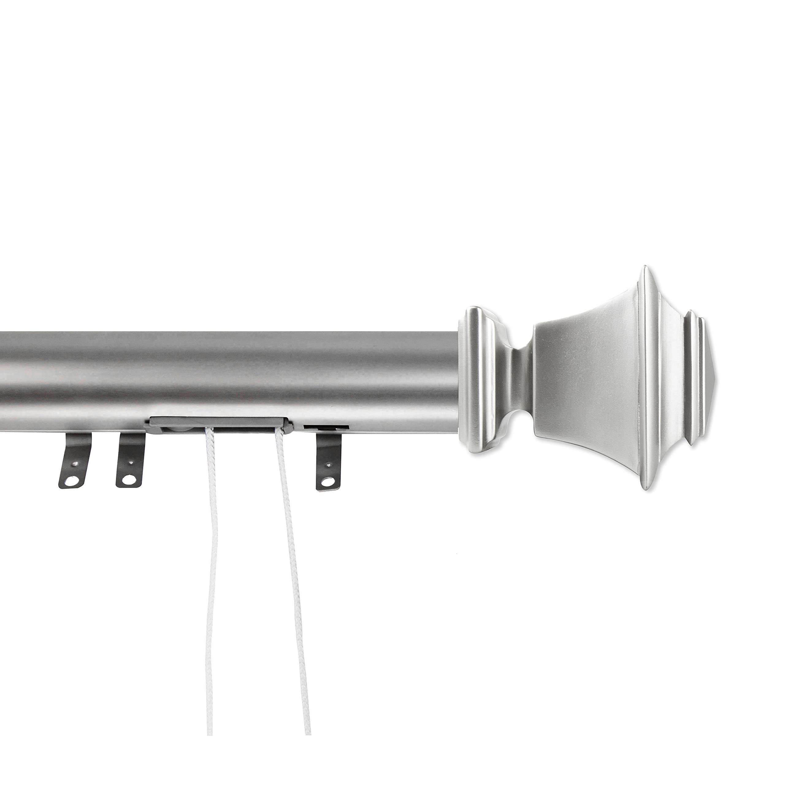 Rod Desyne Bach Decorative Traverse Curtain Rod with Sliders, 30-48 Inch, Satin Nickel - Perfect for Living Room, Bedroom & Window Treatments
