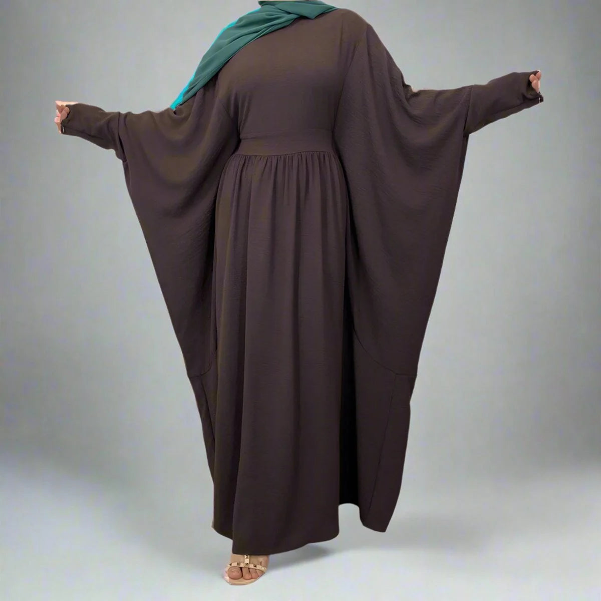 Elegant Pleated Wrinkle-Resistant Abaya Dress #256836 - Perfect for Modest Fashion, Prayer & Special Occasions