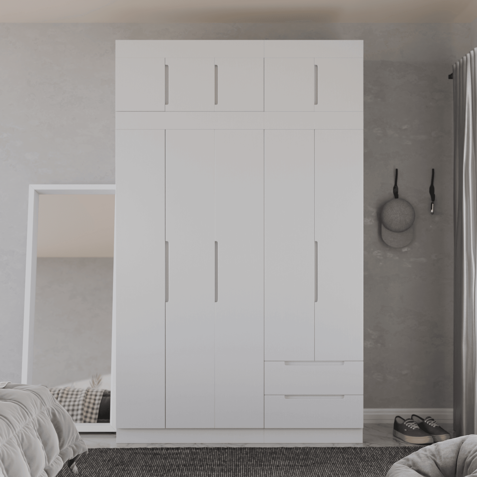 Harrison 5-Door Open Wardrobe with Top Shelf - Spacious Closet Organizer for Bedroom, Walk-In Closet & Dorm Room Storage Solution