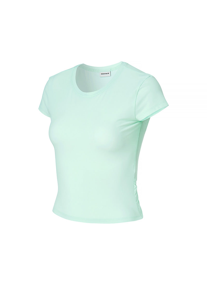 Lightweight Tricot Overlap Short Sleeve Top for Women - Breathable Summer Blouse for Casual Wear, Office & Outdoor Activities