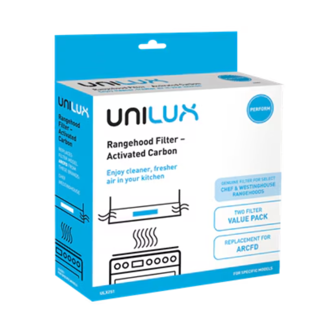 Unilux ULX251 Activated Carbon Range Hood Filter 2 Pack - Odor & Grease Removal for Kitchen Ventilation System