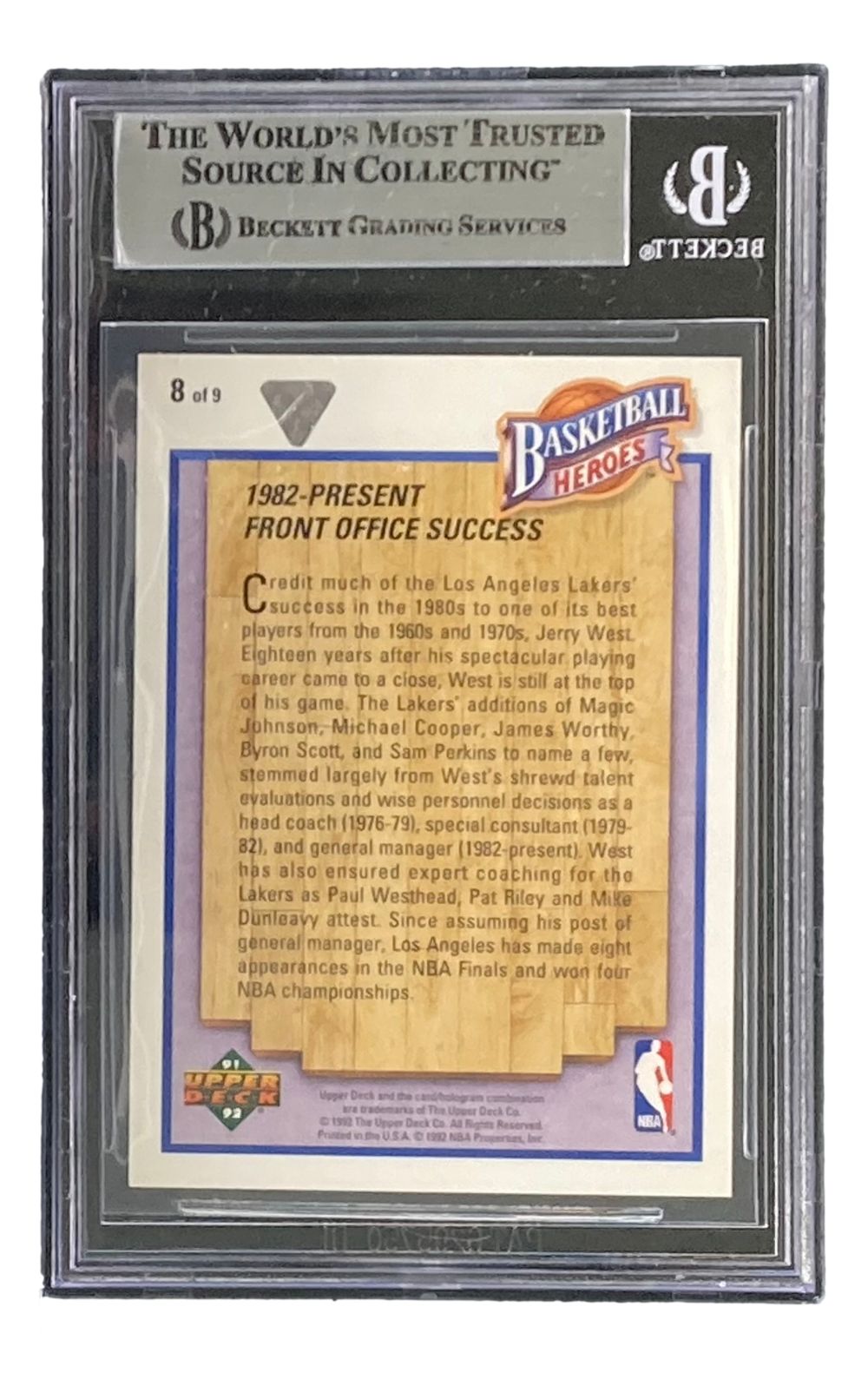 Jerry West Autographed 1991-92 Upper Deck Heroes #8 Lakers Basketball Trading Card - Perfect for NBA Memorabilia Collectors & Lakers Fans