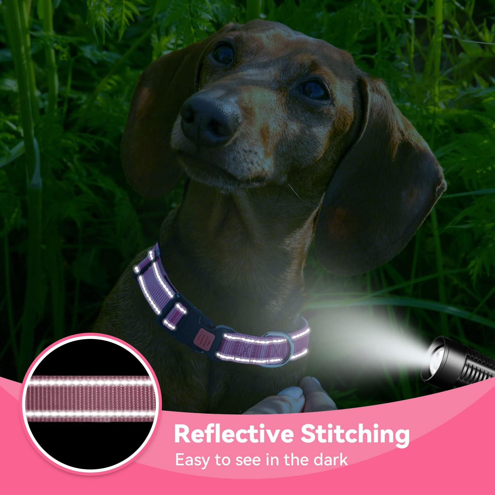 Reflective Adjustable Dog Collar - Ultra Soft Breathable Neoprene Pet Collar with Quick Release Buckle - for Puppy, Small, Medium & Large Dogs - Perfect for Night Walks, Jogging & Outdoor Adventures