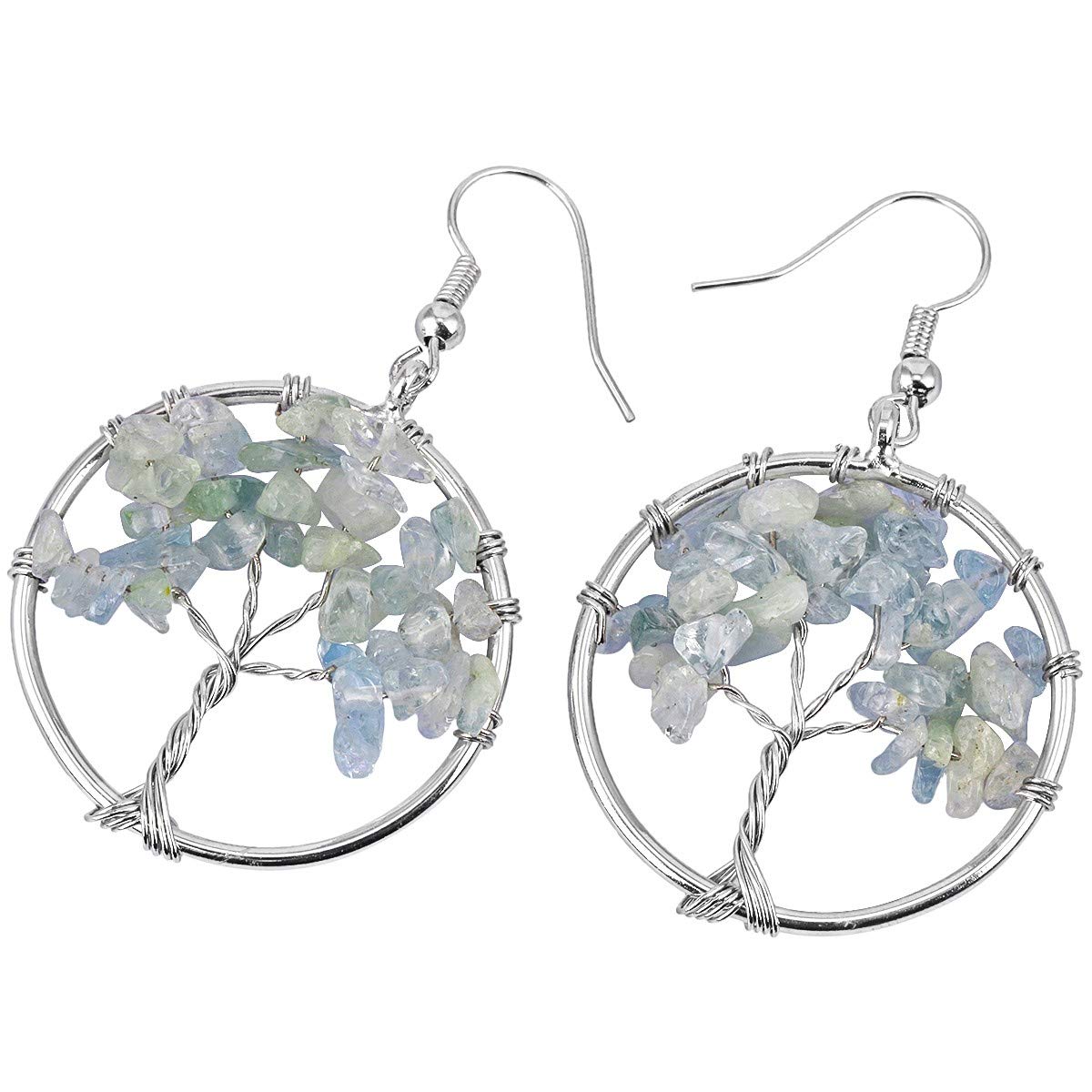 Nupuyai Crystal Dangle Earrings for Women - Elegant Tumbled Stone Hook Earrings | Perfect for Parties, Weddings & Everyday Wear