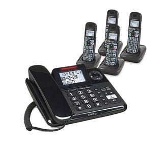 Clarity E814CC Corded Phone with D703HS Handset Bundle - 3 Handsets Included for Home & Office Use - Clear Sound, Easy Setup, Reliable Landline Communication