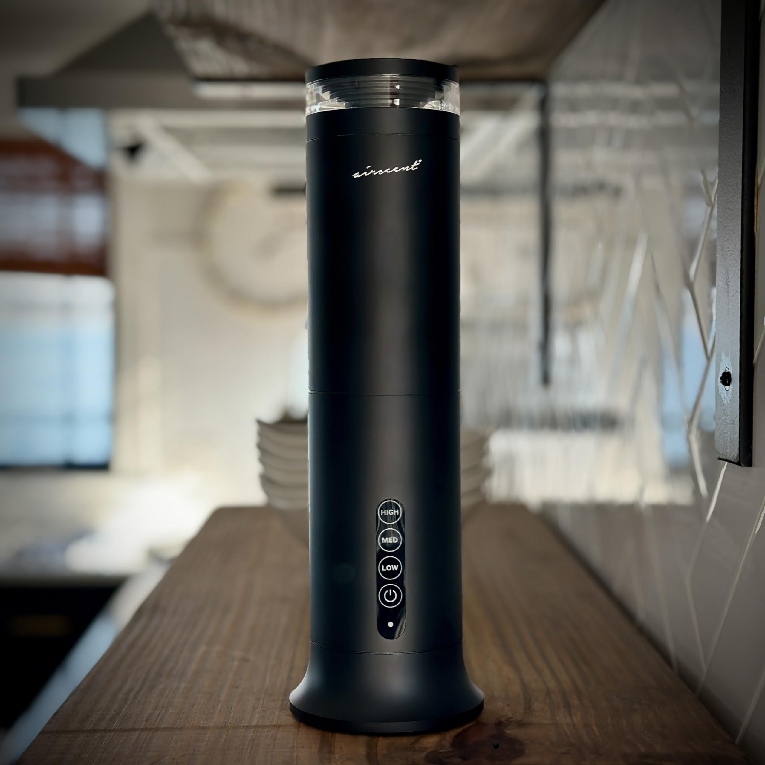 Wireless Essential Oil Diffuser - 100mL Waterless Aromatherapy Diffuser with 1000 Sq Ft Coverage - Smokey Black Fragrance Dispenser for Home, Office & Hotel Use - Perfect for Relaxation, Yoga & Spa Sessions