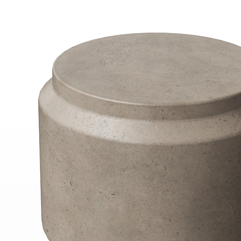 Barrel Outdoor Concrete Round Stool End Table - Durable Patio Furniture for Garden, Poolside & Backyard Decor