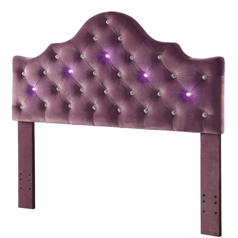 Furniture of America Binah Fabric Tufted King Size Headboard with Built-in LED Lights - Brown Upholstered Bed Frame for Luxurious Bedroom Decor & Modern Home Design