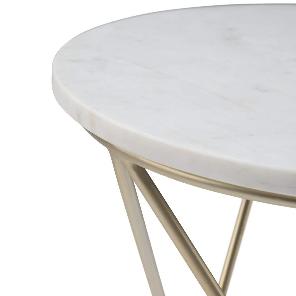 SIMPLIHOME Gabon Modern 18-inch Wide White & Gold Metal Accent Side Table - Nightstand for Living Room, Bedroom, Office | Small End Table for Sofa, Chair, Reading Nook