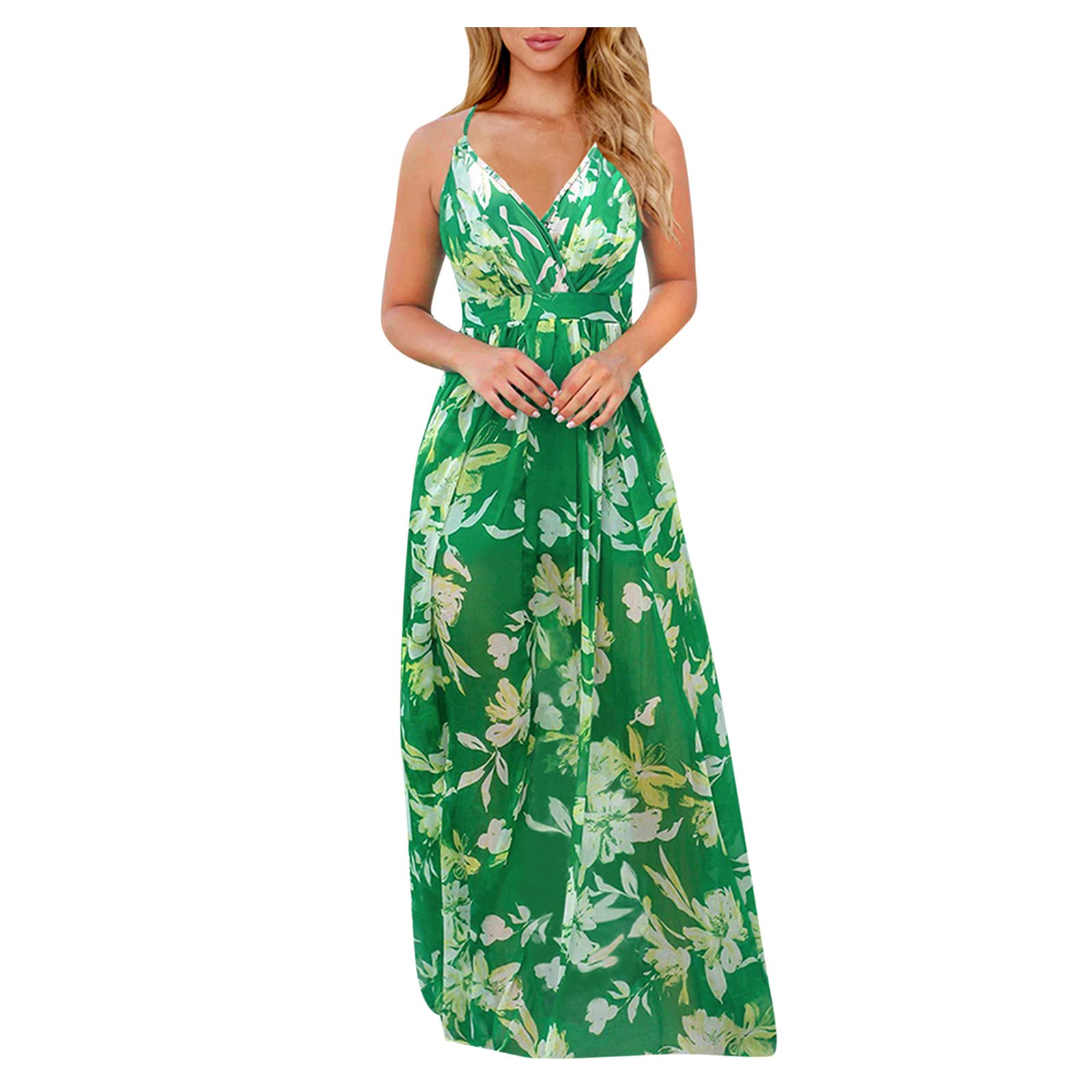 ETHKIA Women's Casual Summer Bohemian Maxi Dress - Sling Print Beach Dress, Sexy Flowy Long Dress for Women | Perfect for Beach Vacations, Pool Parties & Summer Outings