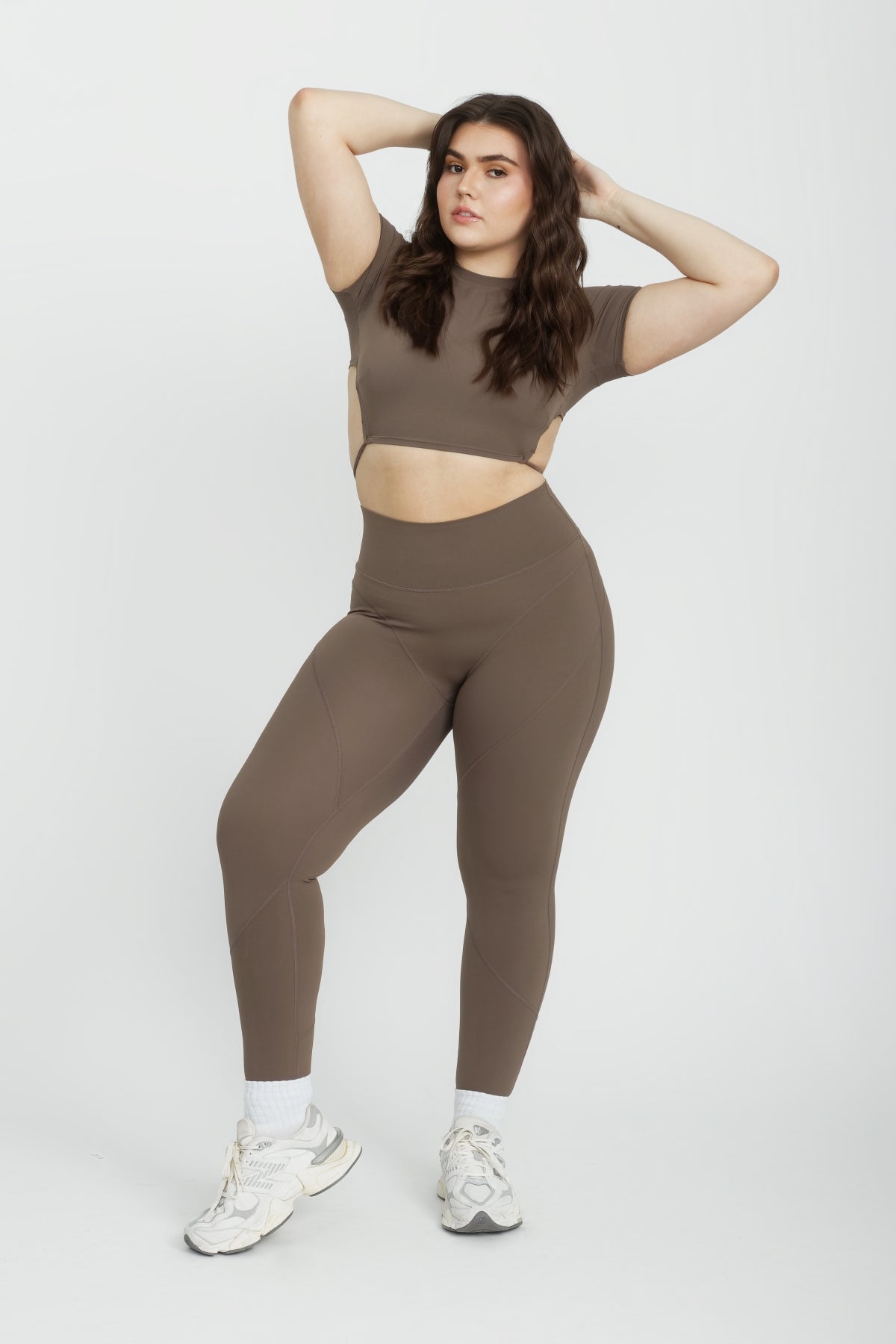 Bklyn Crop Tee in Taupe - Women's Casual Short Sleeve T-Shirt for Summer Outfits & Streetwear Fashion