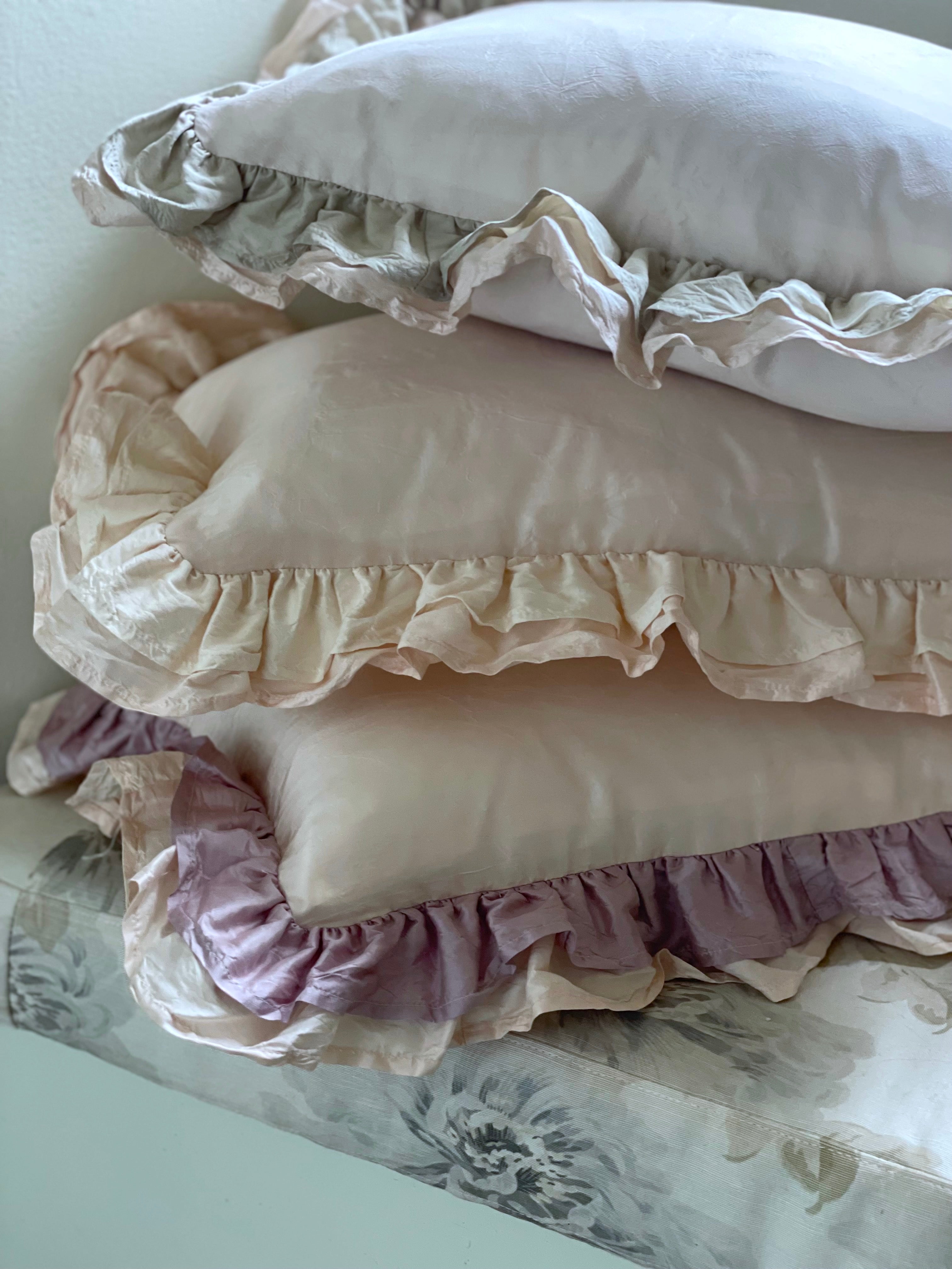 Luxury Taupe Silk Boudoir Pillowcase Set - 100% Mulberry Silk Pillow Covers for Women, Soft & Breathable Bedding Accessories - Perfect for Master Bedroom, Guest Room & Luxury Hotels