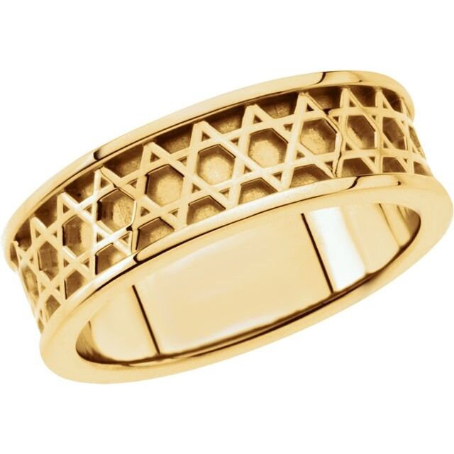 6.25mm Star of David Band Ring - Sterling Silver or 14K Yellow/White Gold - Sizes 5-8 - Perfect for Hanukkah Gifts, Jewish Weddings & Everyday Wear