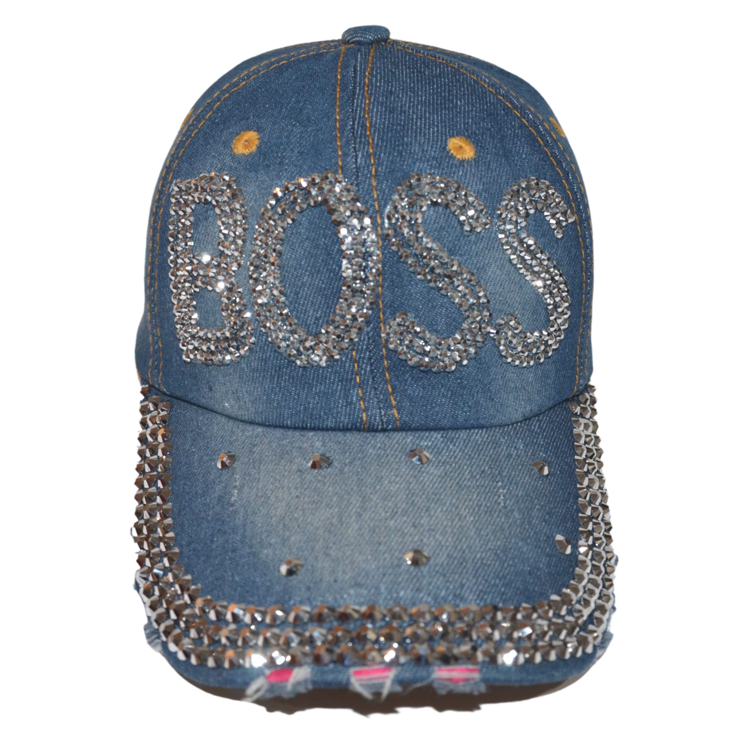 Stylish Popfizzy Bling Hats for Women - Rhinestone Baseball Caps & Bejeweled Distressed Denim Hats | Perfect Bling Gifts for Parties, Festivals & Everyday Fashion