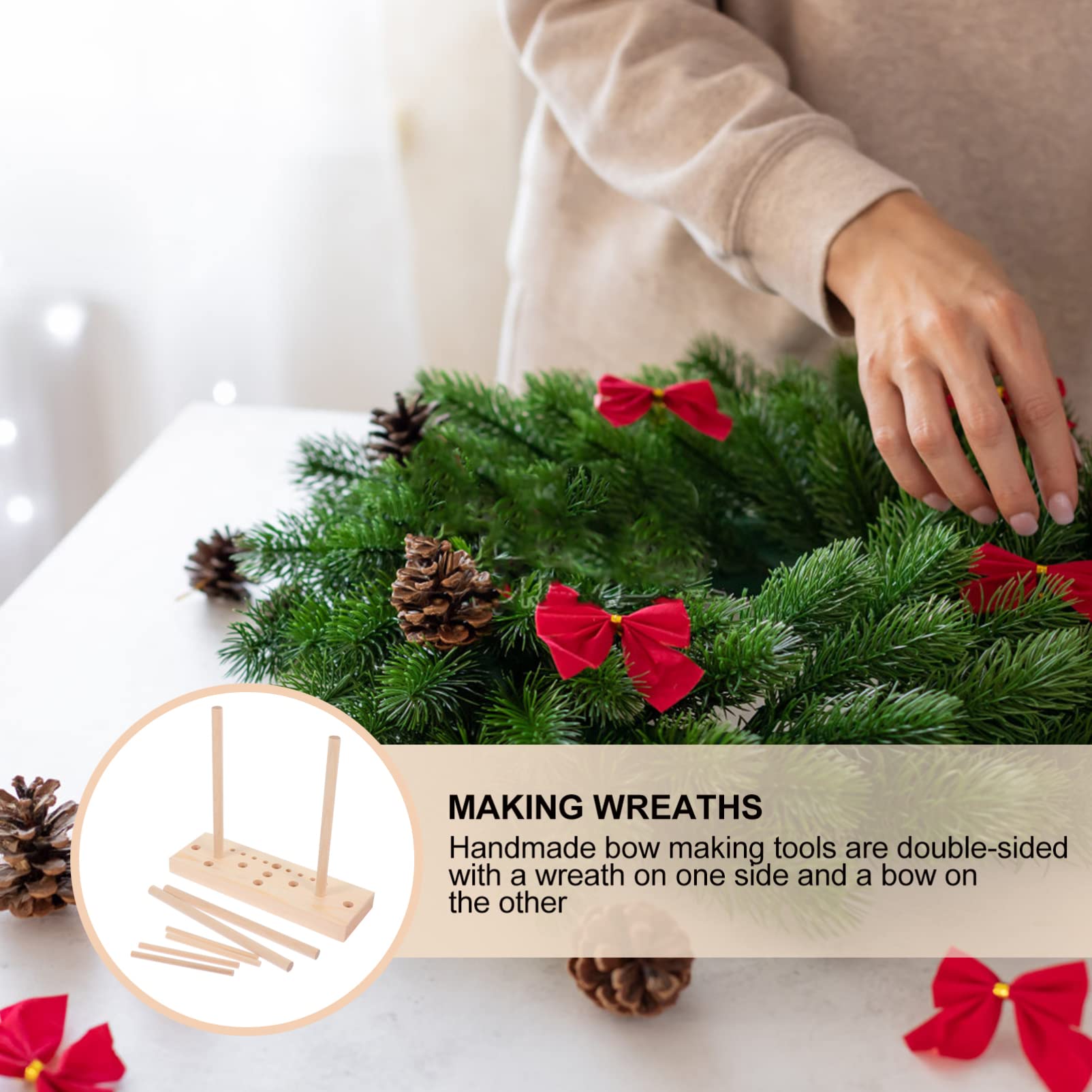 Toddmomy 5-in-1 Wooden Bow Maker Kit - DIY Craft Tool for Christmas, Halloween, Holiday Wreath Ribbon Bows - Perfect for Home Decor, Gift Wrapping & Party Decorations