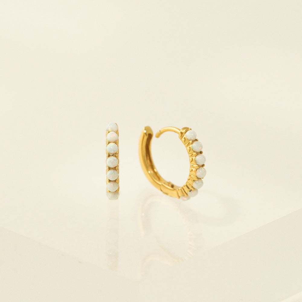 15mm Opal Hoop Earrings for Women - Elegant Dangle Earrings for Party, Wedding & Everyday Wear