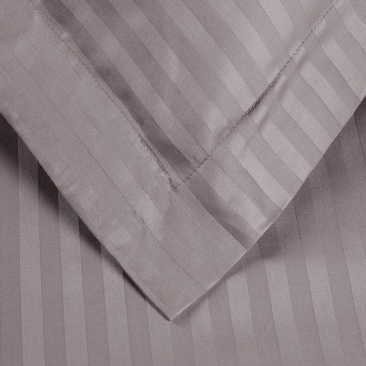 Premium 100% Egyptian Cotton 300 Thread Count Striped Duvet Cover Set - Queen Size, Ultra Soft & Breathable Bedding for Luxury Hotel-Style Comfort at Home