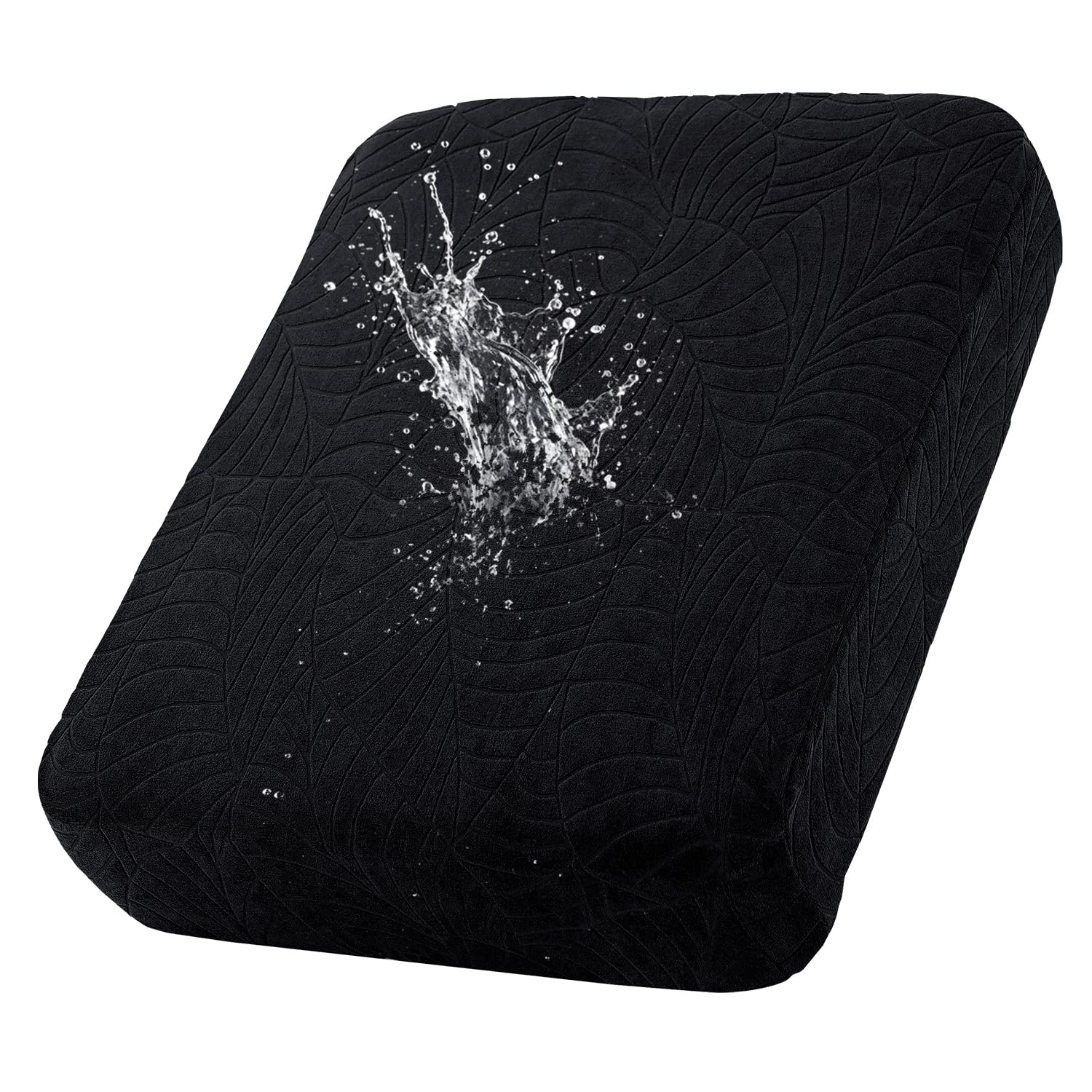 100% Waterproof Stretch Jacquard Sofa Cushion Covers - Washable Furniture Protector for Couch, Loveseat, Armchair & Chaise Lounge (Black, 1 Pack) | Perfect for Pets, Kids & Spill-Prone Homes