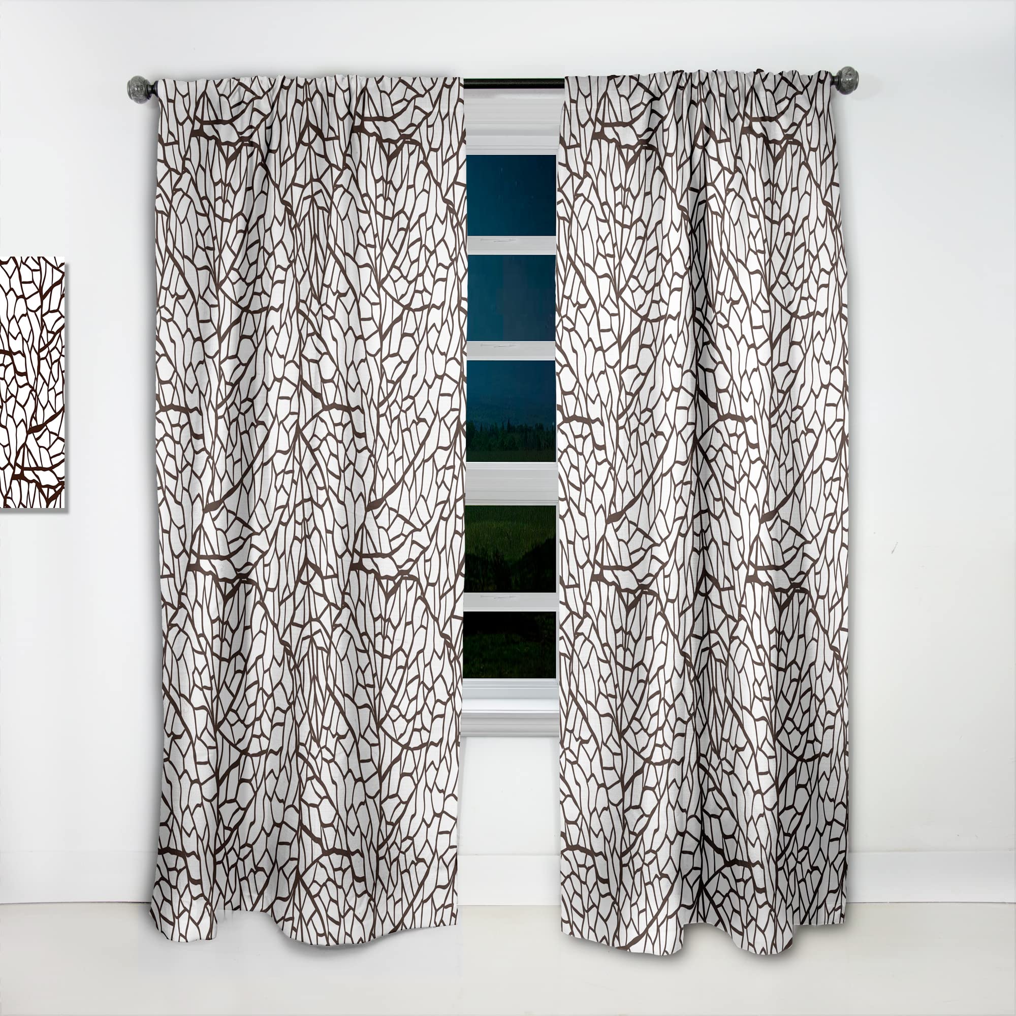 Stylized Leaf Design Thermal Insulated Curtains for Bedroom & Living Room - 52x90 Single Panel Window Drapes - Perfect for Home Decor & Energy Efficiency