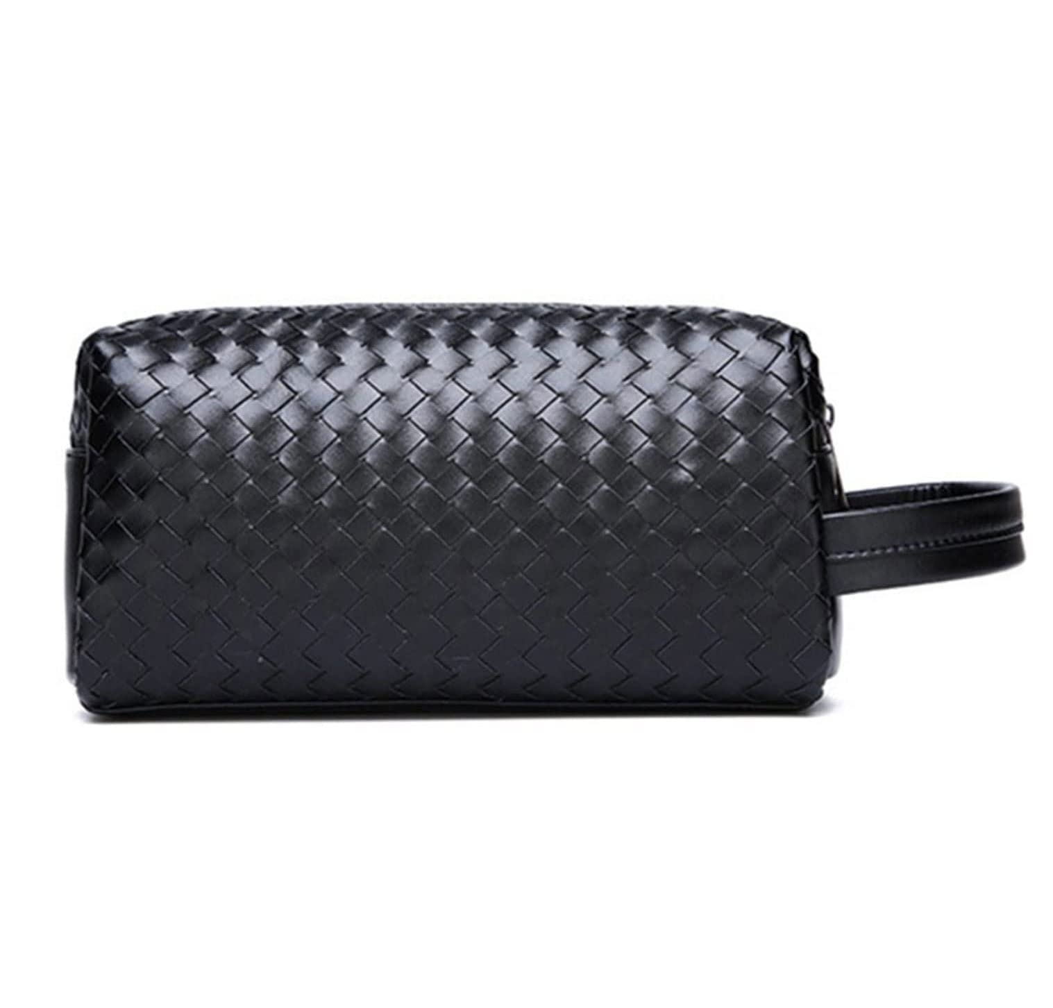 Waterproof PU Leather Cosmetic Makeup Bag for Women & Men - Travel Organizer with Zipper for Purse, Beauty Essentials, Mobile Phone - Perfect Gift for Girls, Woven Handbag for Daily Use & Trips