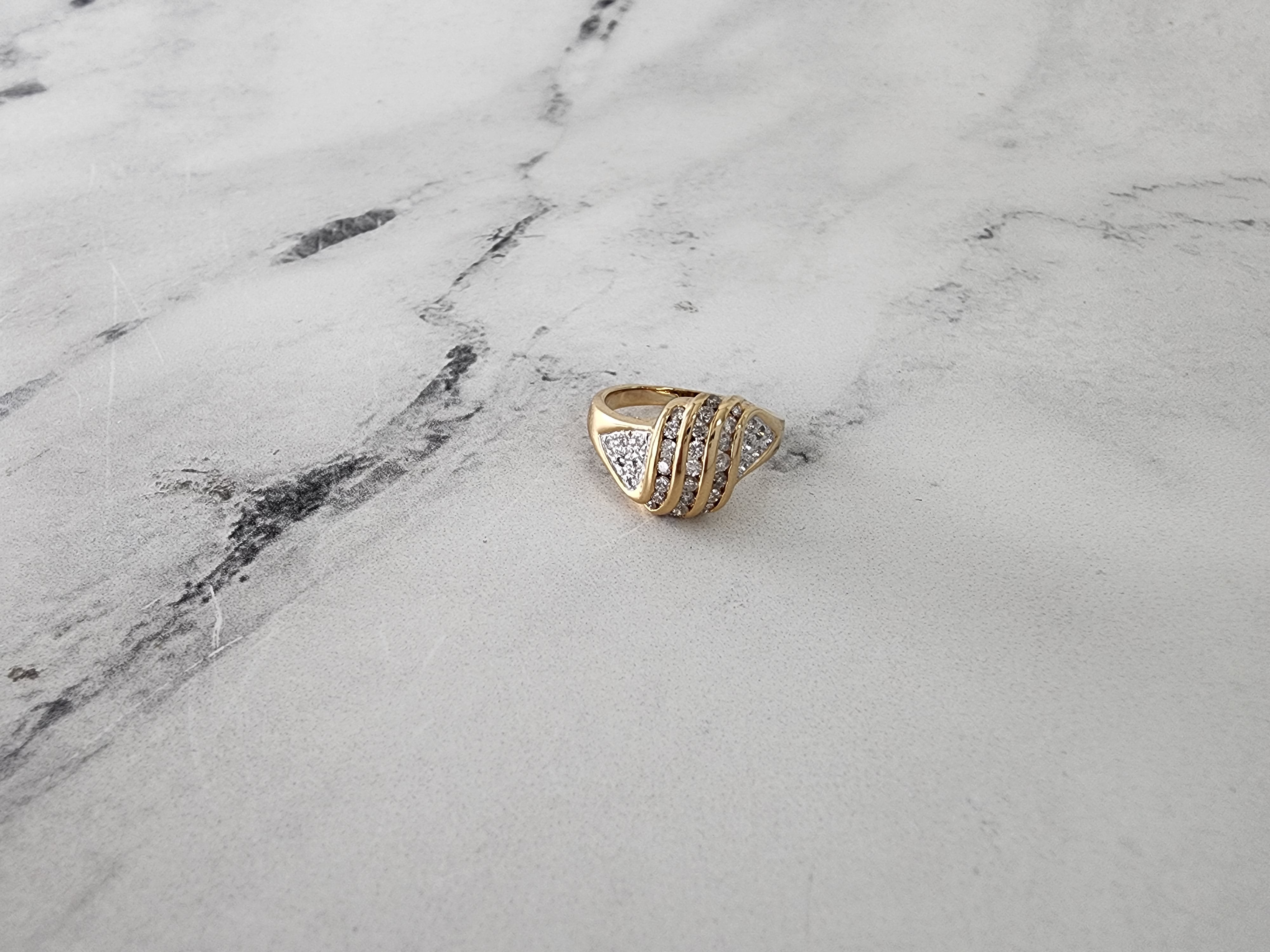 14K Yellow Gold Diagonal Diamond Cluster Wedding Band – Elegant Bridal Ring for Engagement, Anniversary & Special Occasions