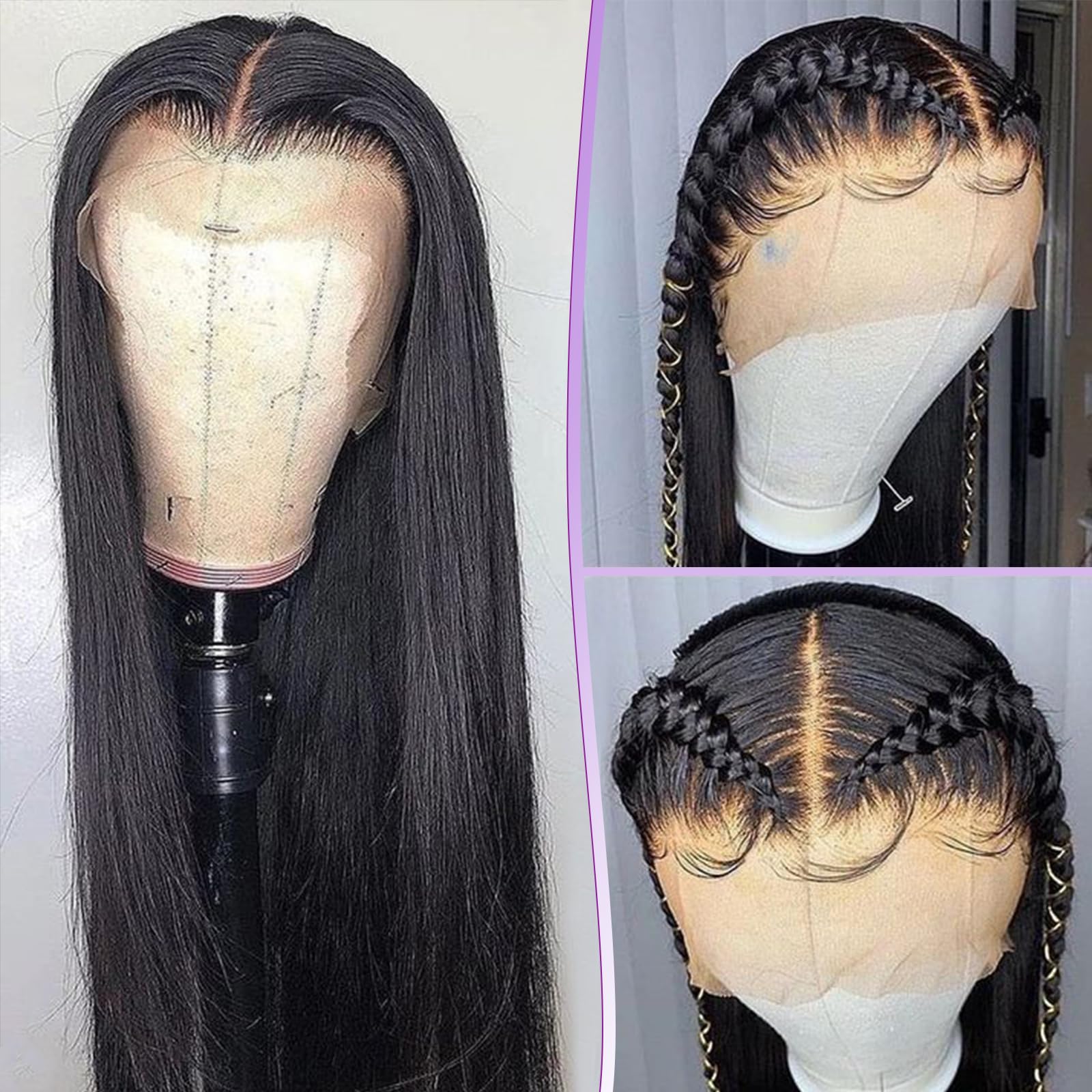30 Inch Lace Front Wigs Human Hair - 13x4 Straight Pre Plucked Glueless HD Transparent Lace Wig with 180% Density for Black Women | Natural Color | Perfect for Daily Wear, Parties & Special Occasions