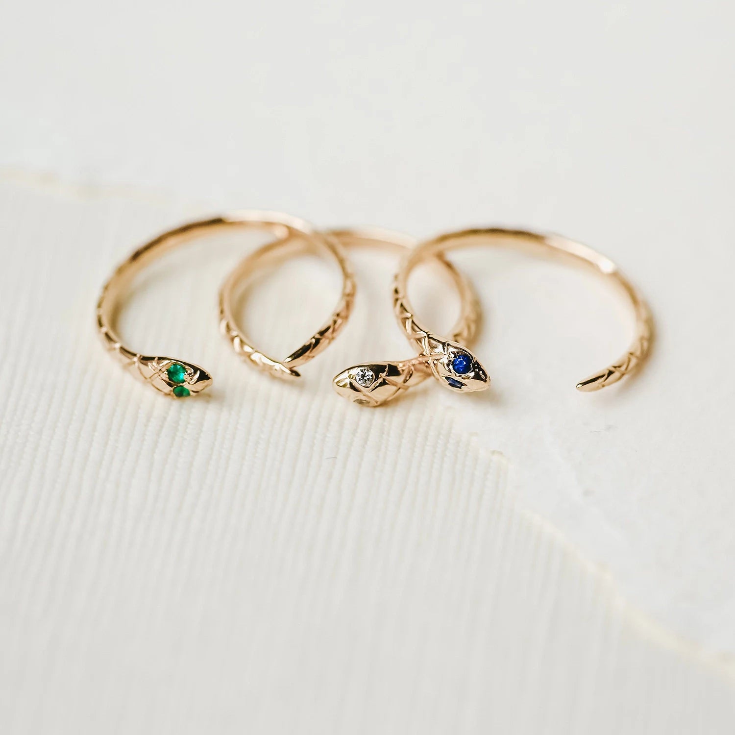 Revival Diamond Snake Ring - 14K Yellow Gold Elegant Jewelry for Women, Perfect for Parties, Weddings & Special Occasions
