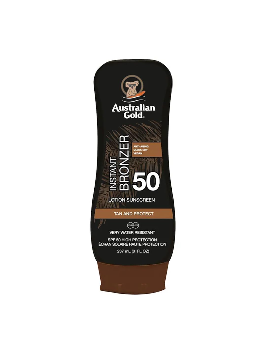 Australian Gold Sunscreen Lotion with Bronzer SPF 50 - 8 oz (237 ml) - Water-Resistant, UVA/UVB Protection - Perfect for Beach, Pool & Outdoor Activities