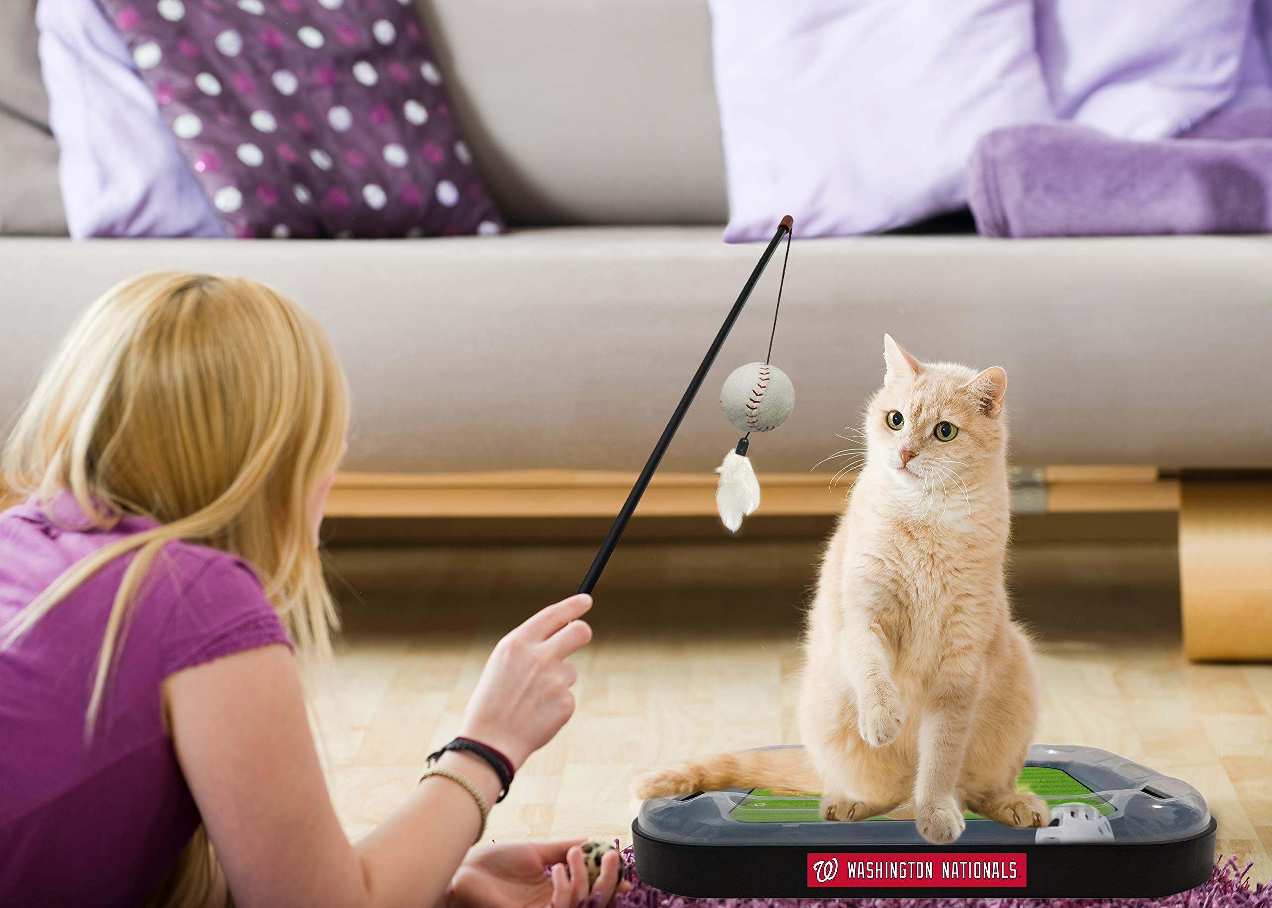 **Washington Nationals MLB Cat Scratching Toy - 5-in-1 Interactive Cat Scratcher with Ball Bell, Catnip Plush Baseball & Feather Wand – Perfect for Playtime & Training**    *(Use Case: Ideal for keeping cats entertained, promoting healthy scratching habits, and bonding with your pet through interactive play.)*