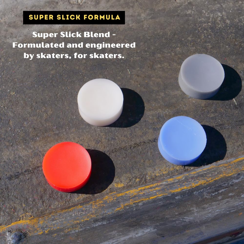 Premium Skateboard Wax 4-Pack - Ultra Slick Formula for Smooth Grinds & Slides | Pocket-Sized Skate Wax for Curbs, Ledges & Rails | Wax for Skateboards, BMX & Scooters | Made in USA | Perfect for Street Skating, Park Riding & Extreme Sports