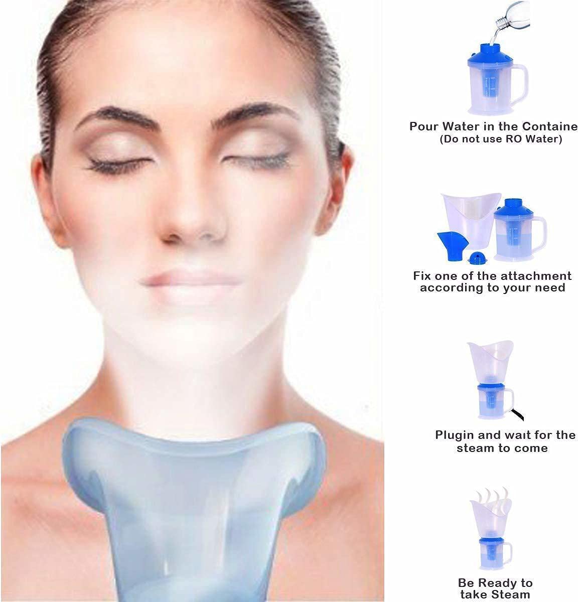AA Creation 3-in-1 Face, Nose & Cough Steamer - Plastic Vaporizer with Nozzle Inhaler, Facial Sauna & Steamer Machine for Adults & Kids - Perfect for Cold Relief, Sinus Care & Skincare (Blue)