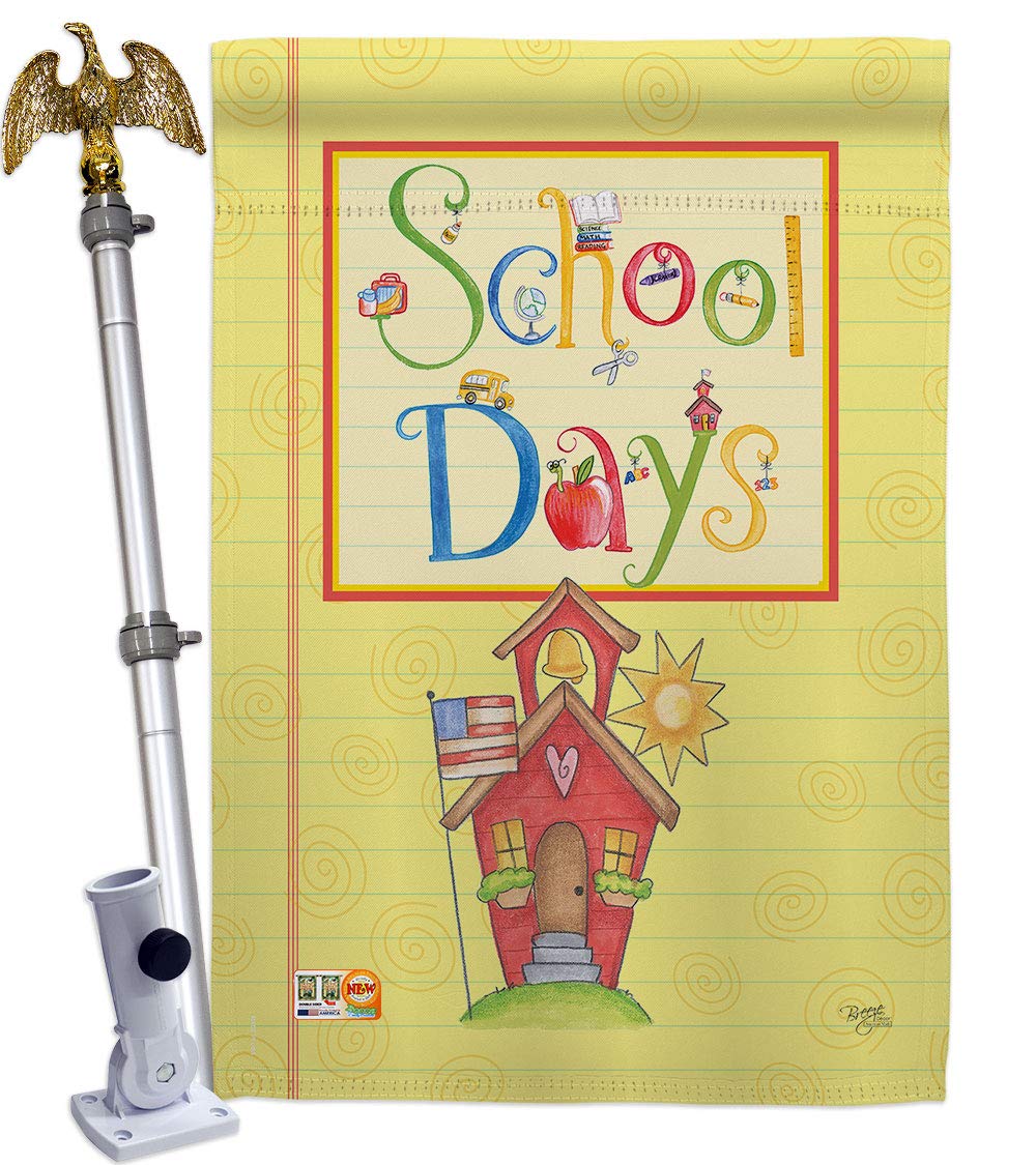 American Made Double-Sided House Flag - 28x40 Inch Eagle Design for School Days, Back to School Decor, Teacher & Student Gifts, Yard Banner - Perfect for Classroom Decorations, First Day of School Celebrations, and Patriotic Home Displays
