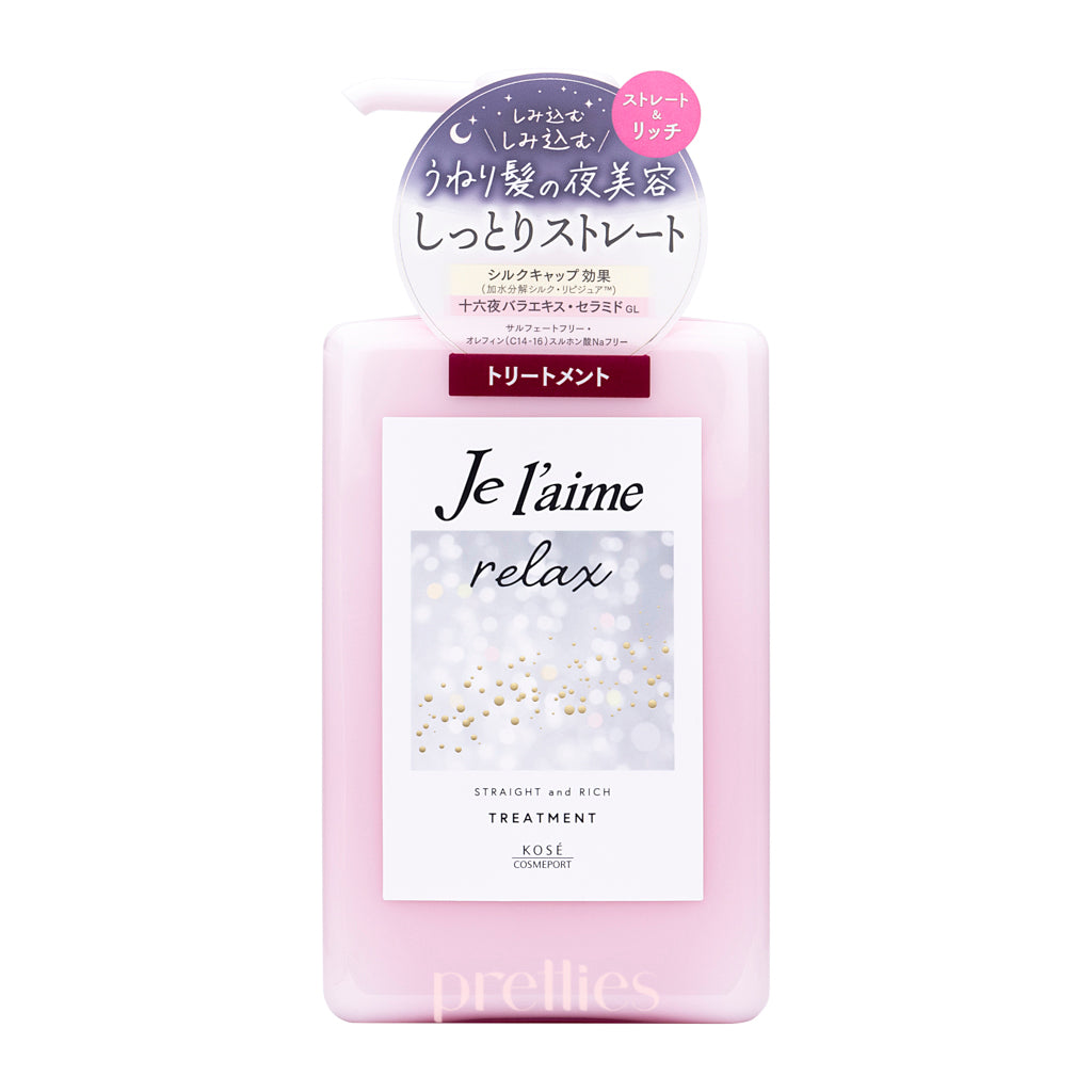 KOSE Je l'aime Relax Treatment Straight and Rich Hair Care 480ml - Deep Conditioning for Smooth, Straight Hair at Home or Salon