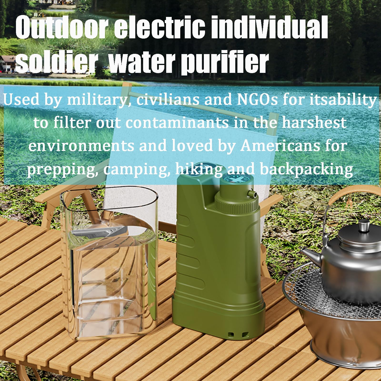 Portable Electric Water Filter Purifier - Survival & Camping Essential for Travel, Backpacking, Hiking, and Emergency Preparedness | Clean Drinking Water Anywhere