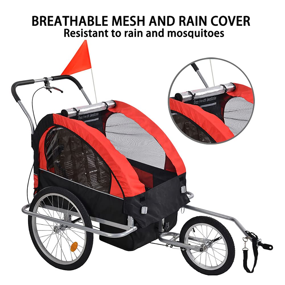 **2-in-1 Bike Trailer for Kids – Foldable 2-Seater Universal Bicycle Coupler | Convertible Cargo & Jogging Stroller – Perfect for Family Outings, Cycling Adventures & Outdoor Activities**